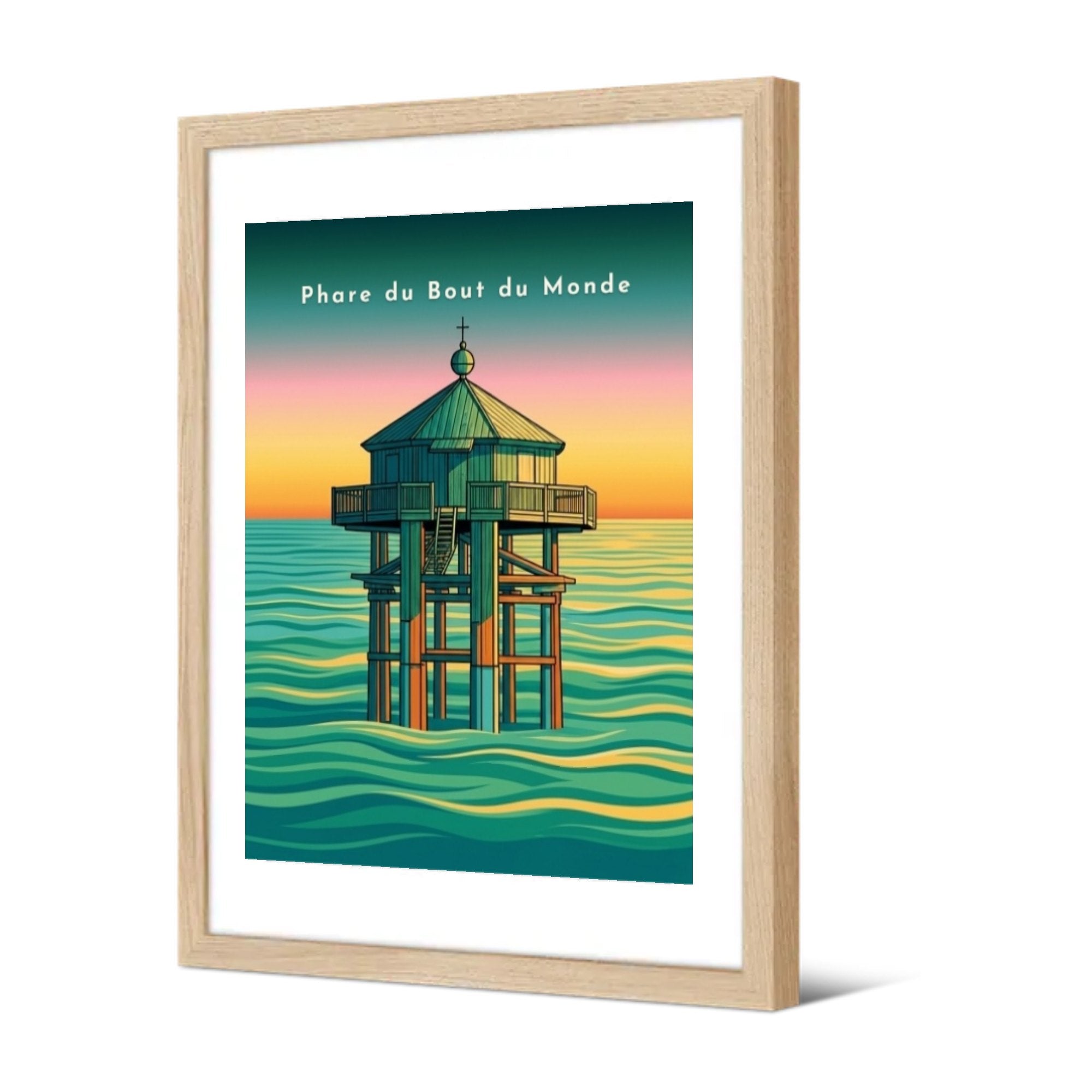 Phare du Bout du Monde — Pôdevache, encadrée, vue de trois quarts