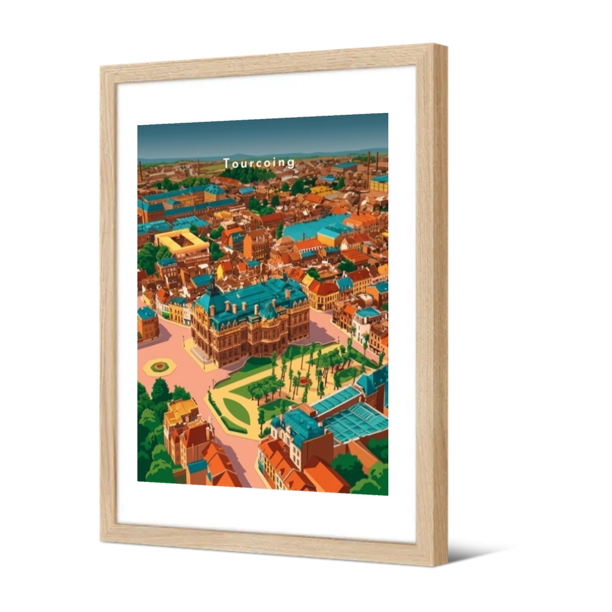 L'Hôtel de Ville vu du ciel — Pôdevache, encadrée, vue de trois quarts
