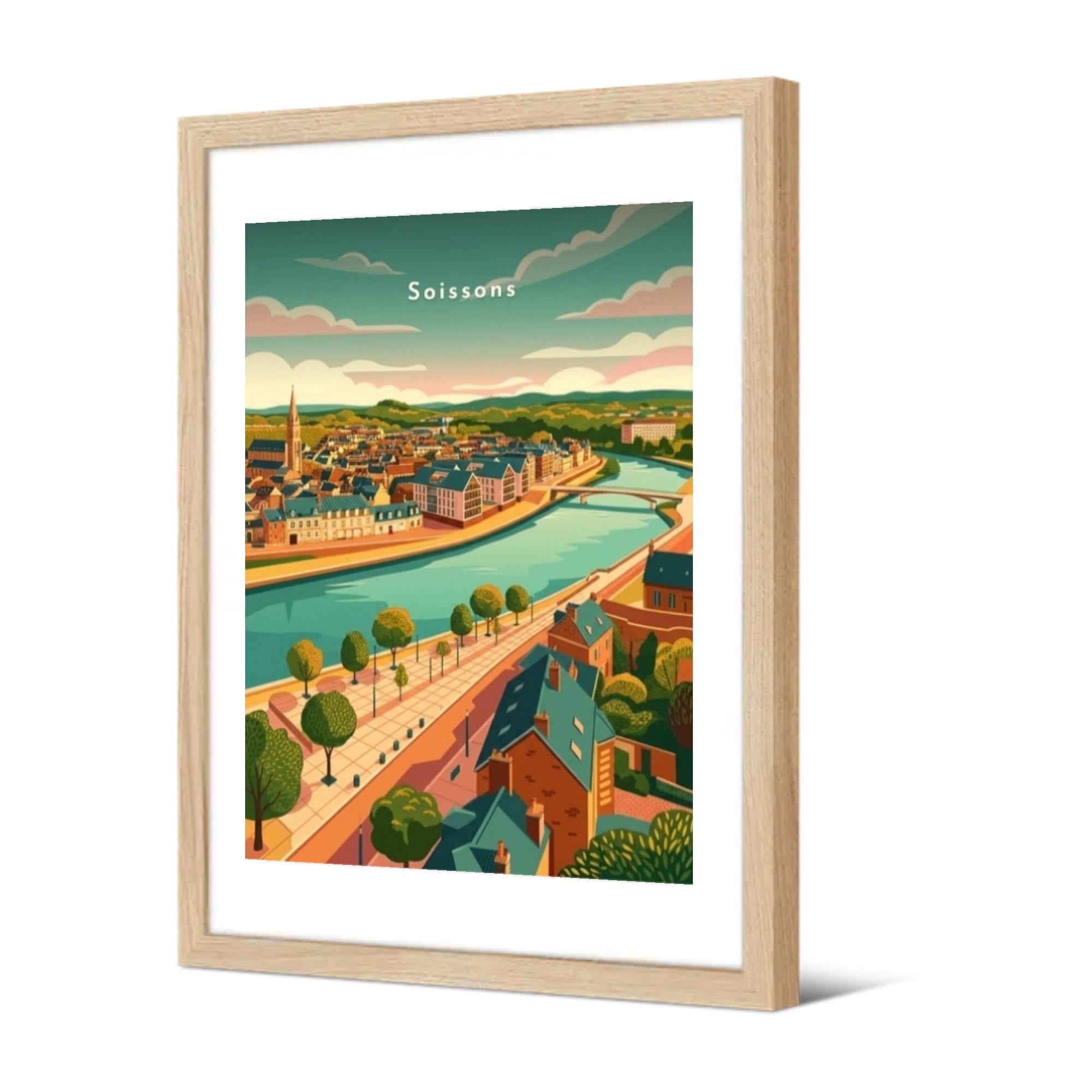 Les quais de l'Aisne — Pôdevache, encadrée, vue de trois quarts