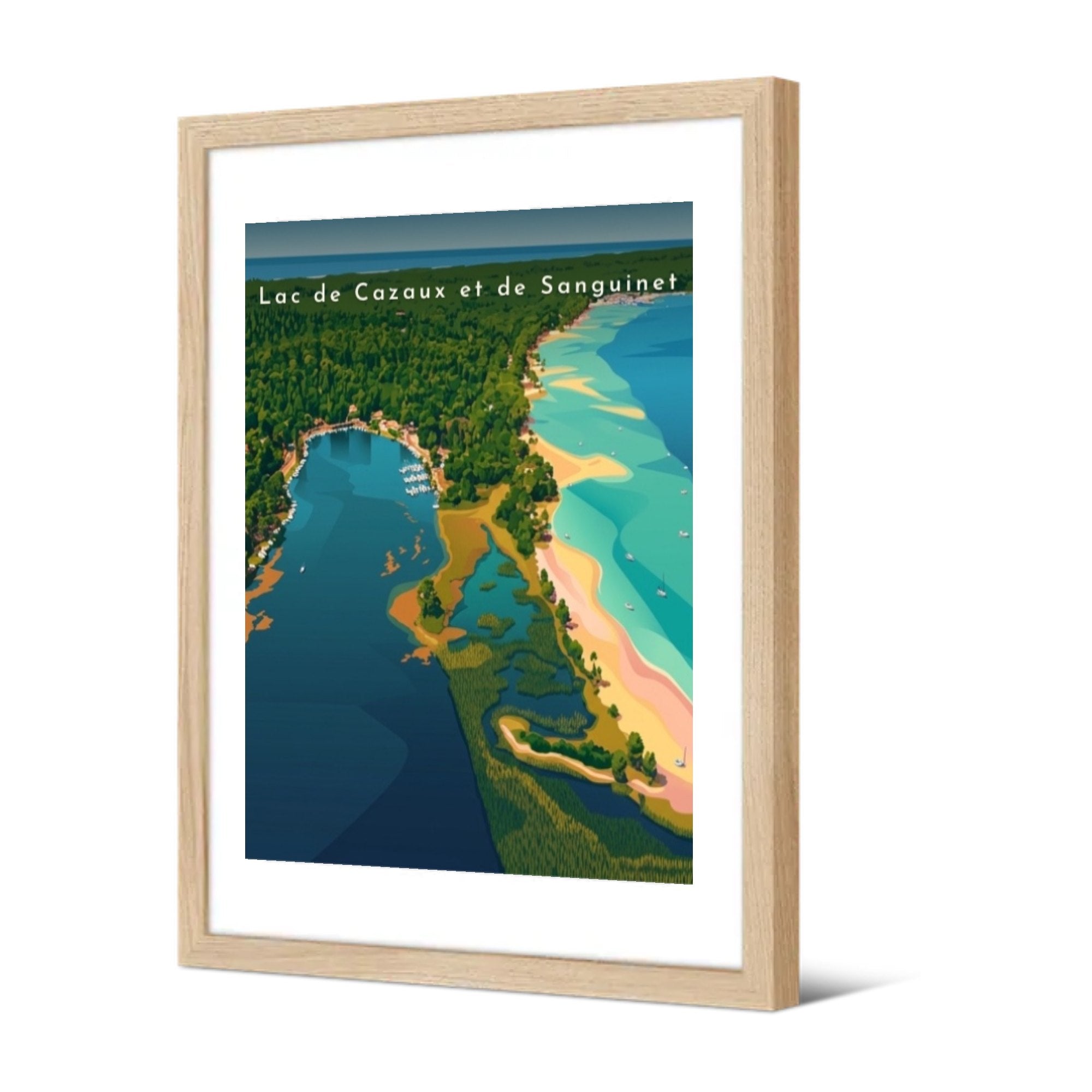 Lac de Cazaux et de Sanguinet — Pôdevache, encadrée, vue de trois quarts