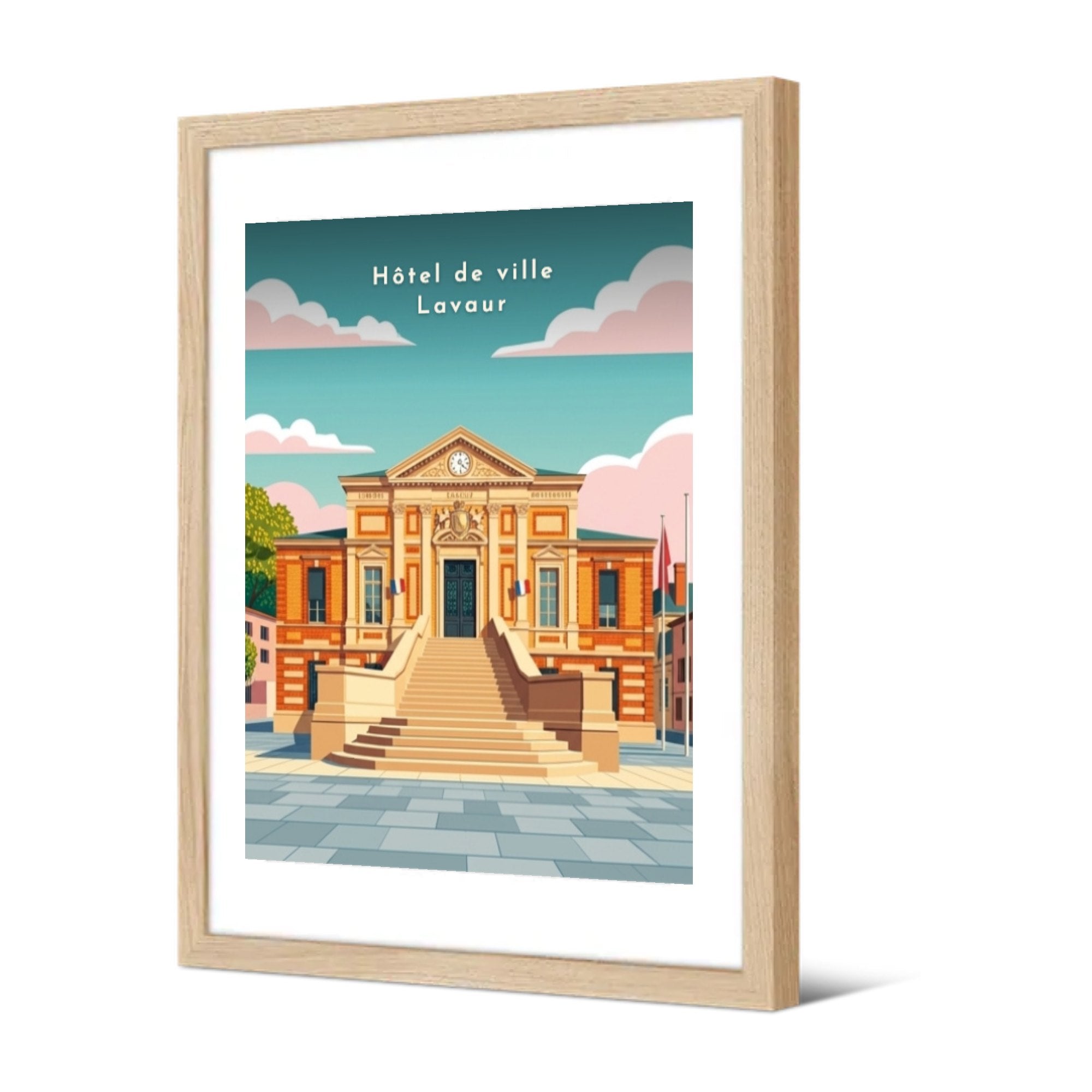 Hôtel de ville Lavaur — Pôdevache, encadrée, vue de trois quarts