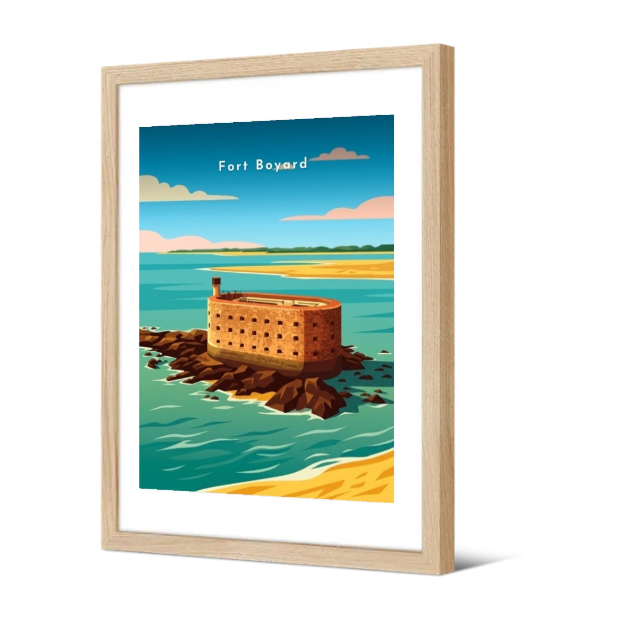 Fort Boyard — Pôdevache, encadrée, vue de trois quarts