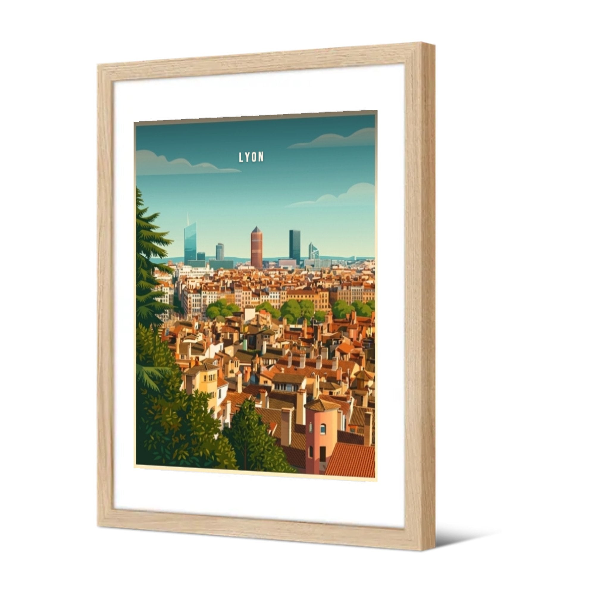 La Part-Dieu depuis Fourvière — Pôdevache, encadrée, vue de trois quarts