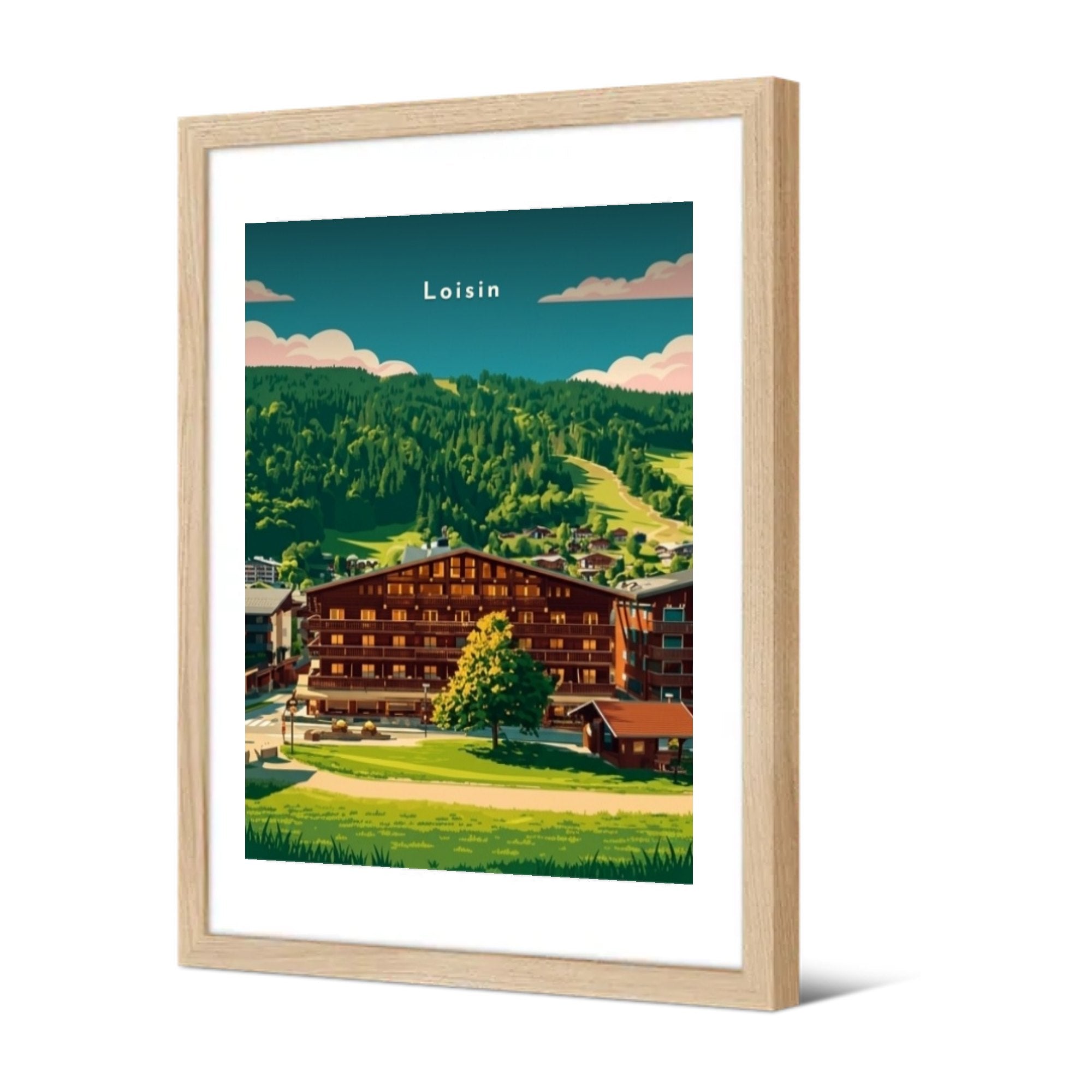 Grand chalet au pied des pentes boisées — Pôdevache, encadrée, vue de trois quarts