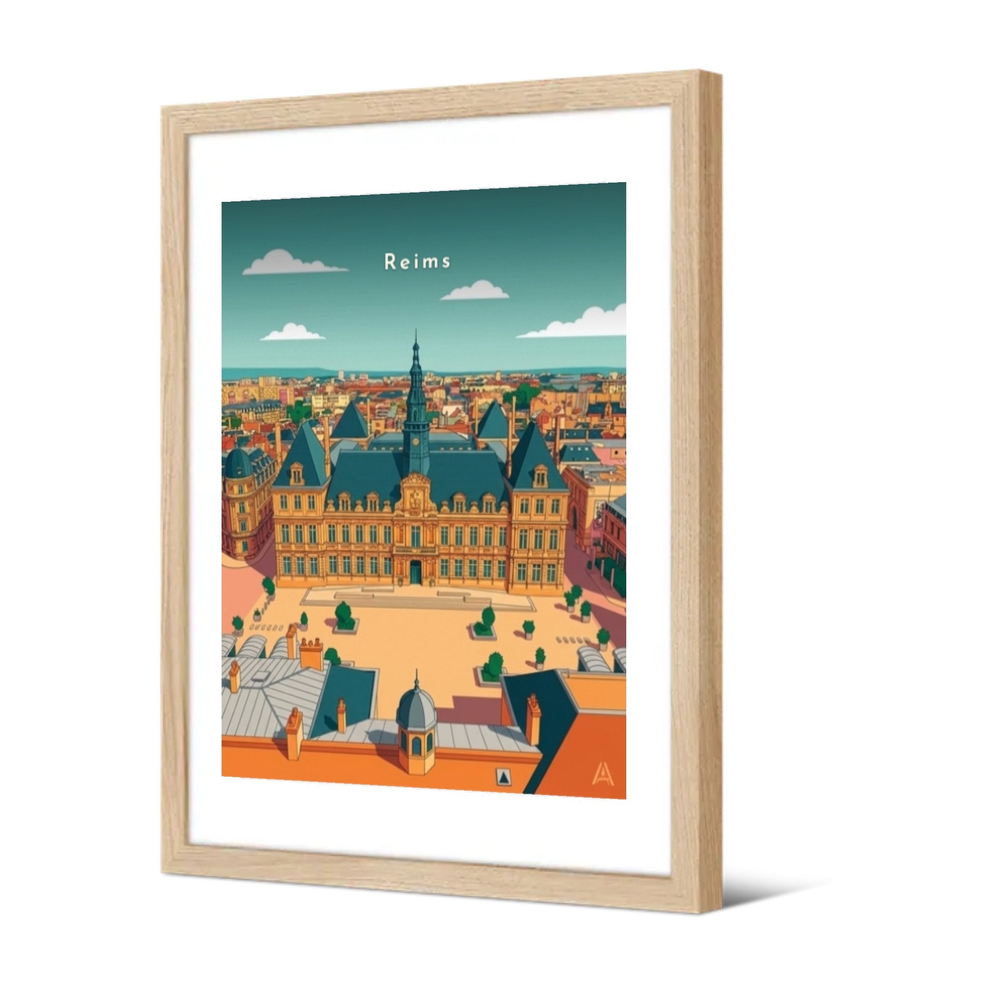L'Hôtel de Ville en vue aérienne — Pôdevache, encadrée, vue de trois quarts