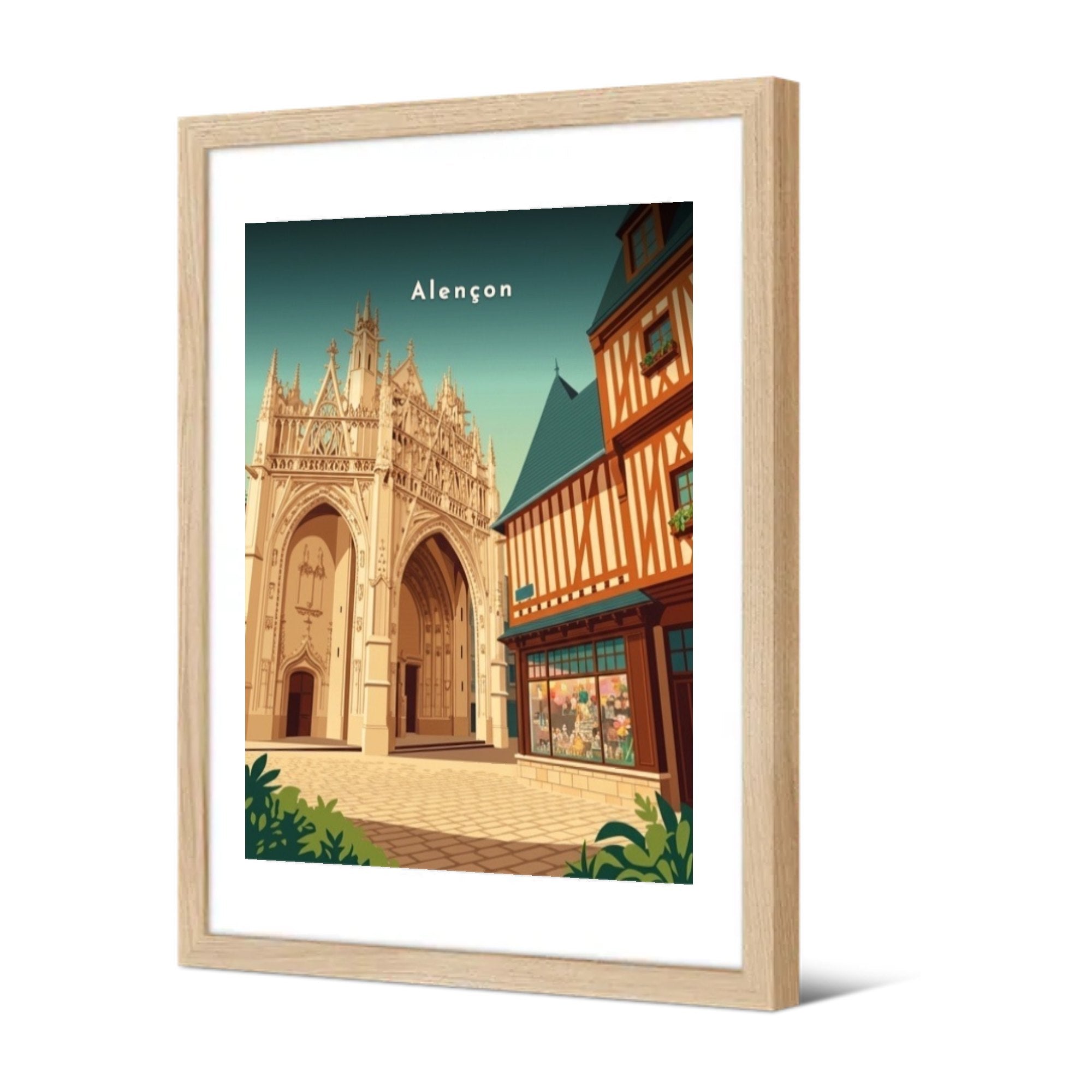 Porche de la basilique Notre-Dame — Pôdevache, encadrée, vue de trois quarts