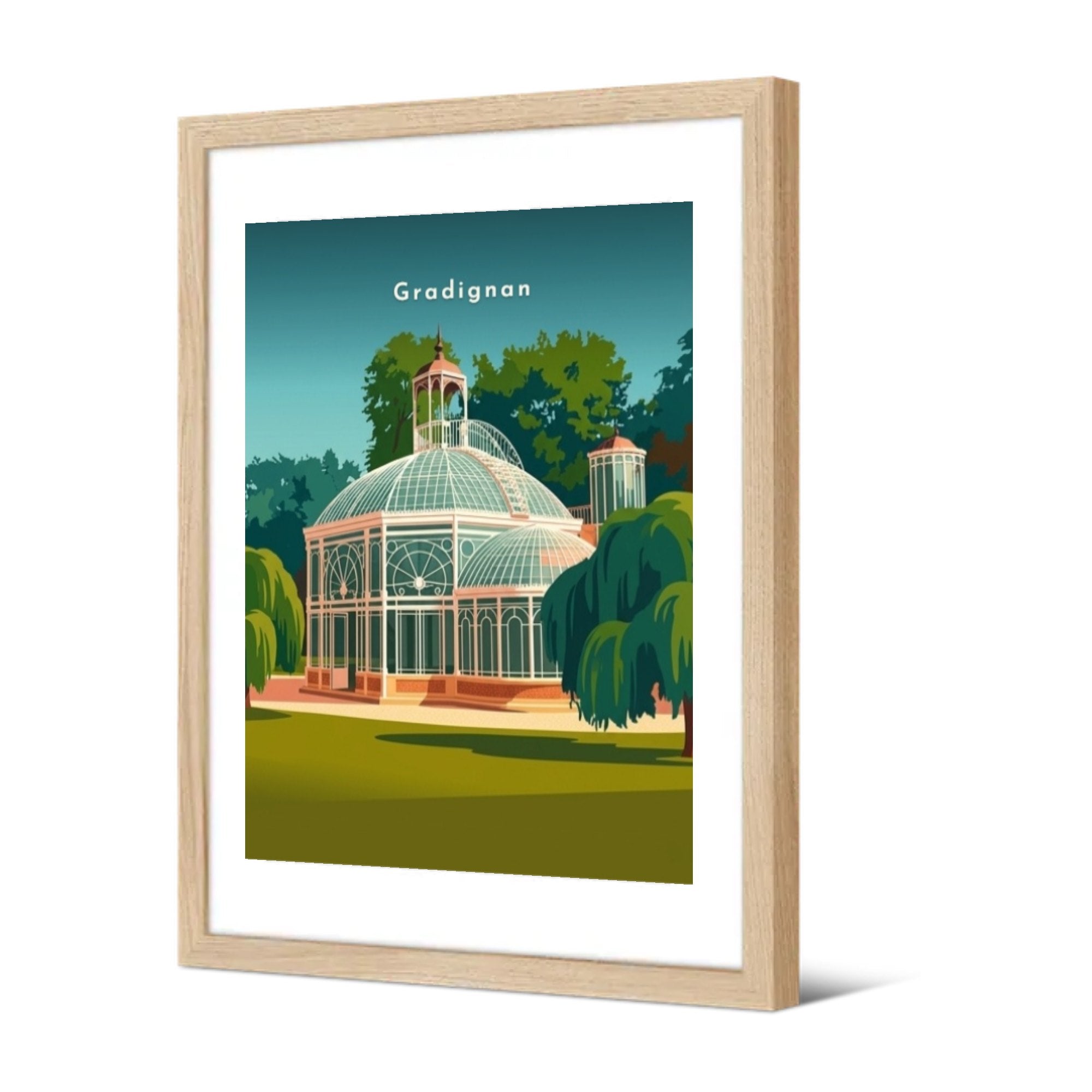 La serre Eiffel, parc de Laurenzane — Pôdevache, encadrée, vue de trois quarts