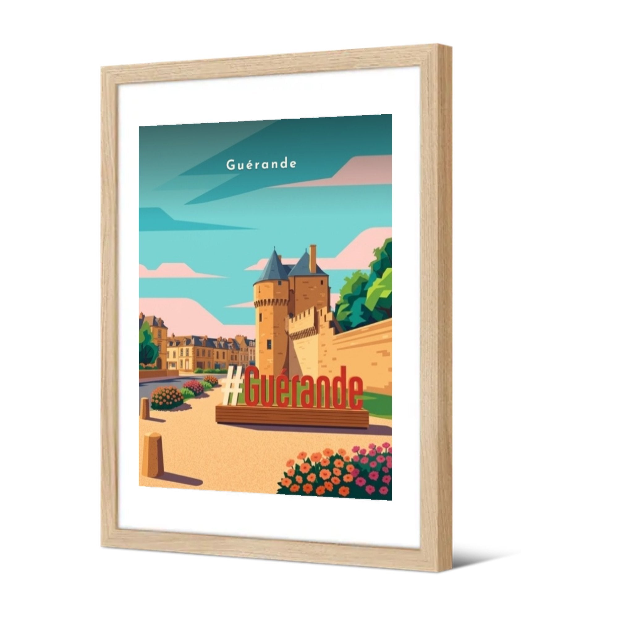 Lettres géantes et porte Saint-Michel — Pôdevache, encadrée, vue de trois quarts
