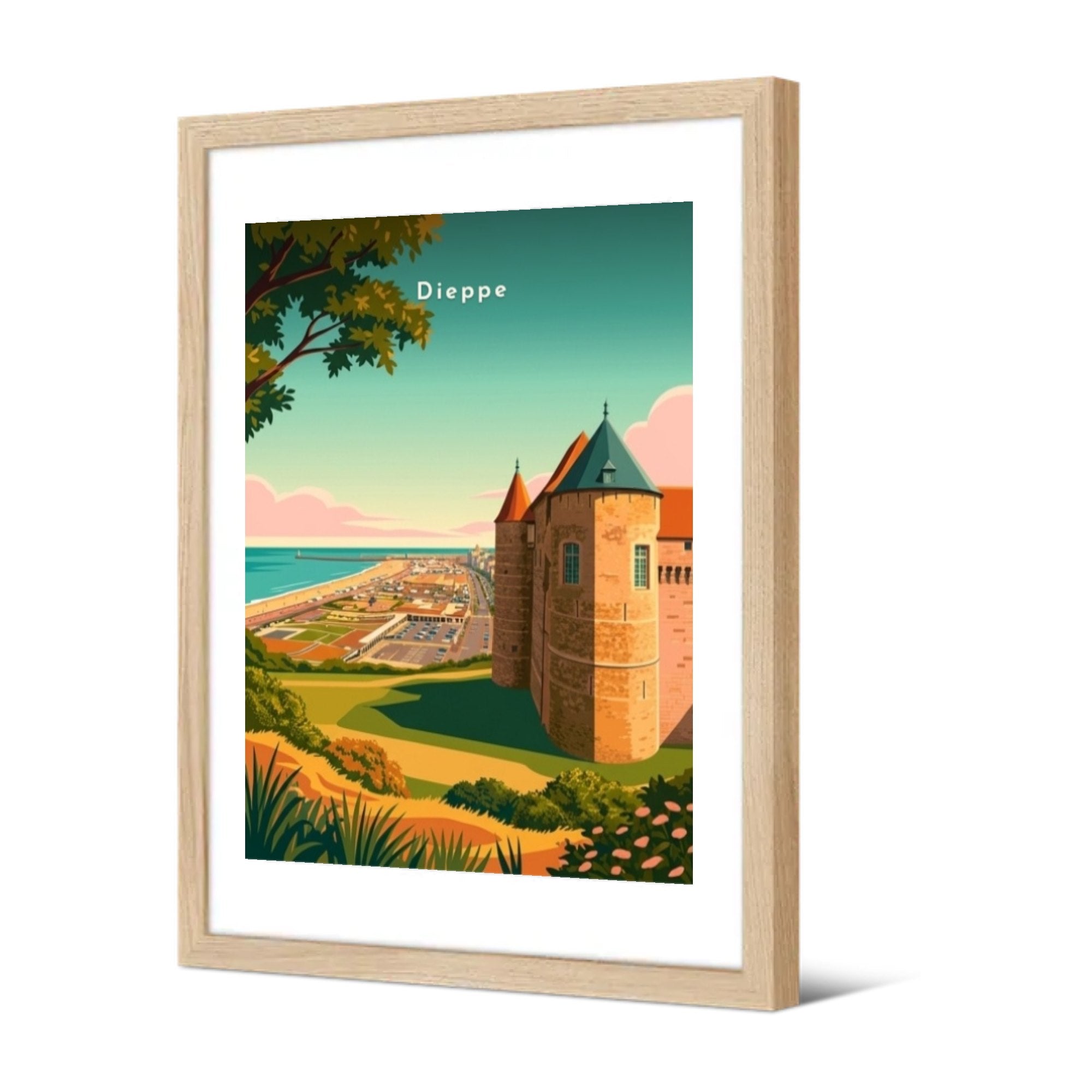 Le château et le front de mer — Pôdevache, encadrée, vue de trois quarts