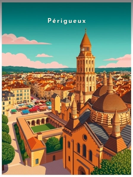 Saint-Front et la place du marché — Pôdevache, visuel seul