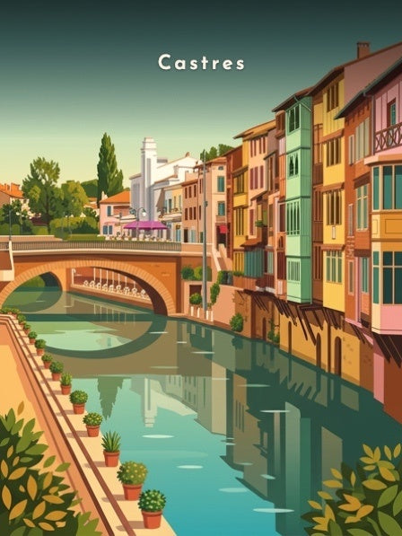 Le quai bordé de pots sur l'Agout — Pôdevache, visuel seul