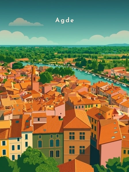 Les toits et le fleuve Hérault — Pôdevache, visuel seul