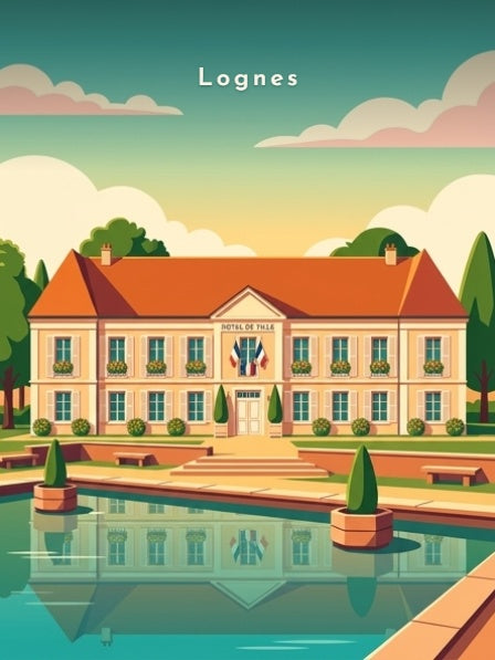 L'Hôtel de Ville et son bassin bleu — Pôdevache, visuel seul