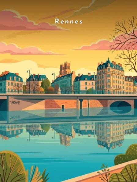 Quais de la Vilaine et la cathédrale — Pôdevache, visuel seul