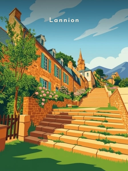 L'escalier de Brélévenez depuis le bas — Pôdevache, visuel seul