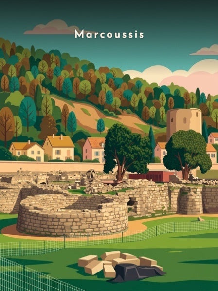 Ruines de Montagu et le coteau boisé — Pôdevache, visuel seul