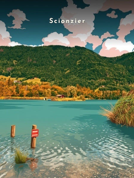 Le lac au pied des montagnes — Pôdevache, visuel seul