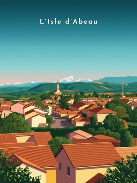 Le vieux bourg et les Alpes — Pôdevache, visuel seul