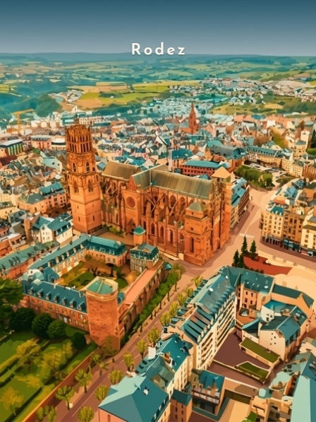 Panorama aérien sur la cathédrale — Pôdevache, visuel seul