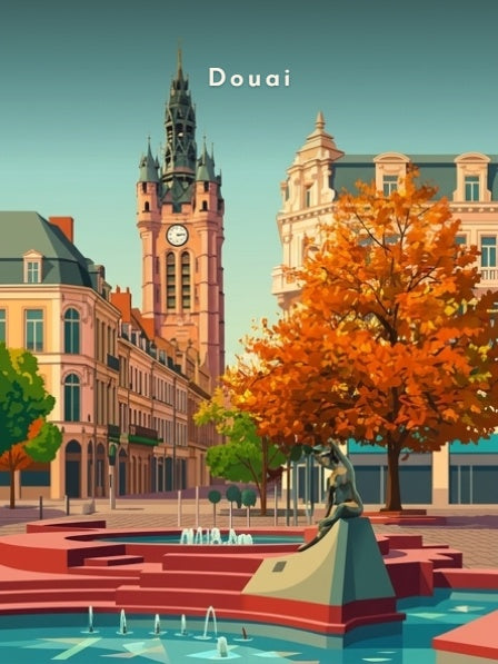 La fontaine de la place d'Armes en automne — Pôdevache, visuel seul