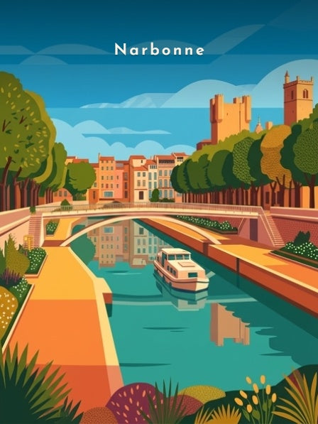 Bateau sur le canal de la Robine — Pôdevache, visuel seul