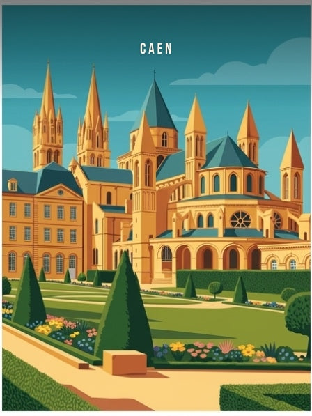 L'Abbaye aux Hommes depuis les jardins — Pôdevache, visuel seul