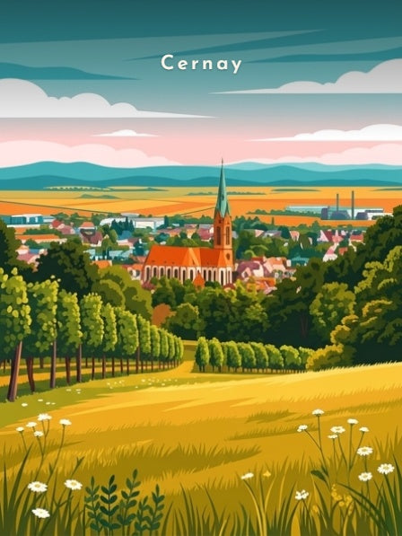 L'église Saint-Étienne depuis les vignes — Pôdevache, visuel seul