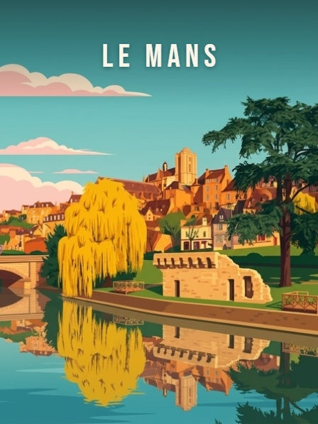 Reflets sur la Sarthe et nuages roses — Pôdevache, visuel seul