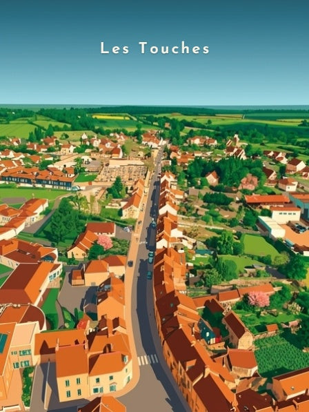 Vue aérienne sur le bourg — Pôdevache, visuel seul