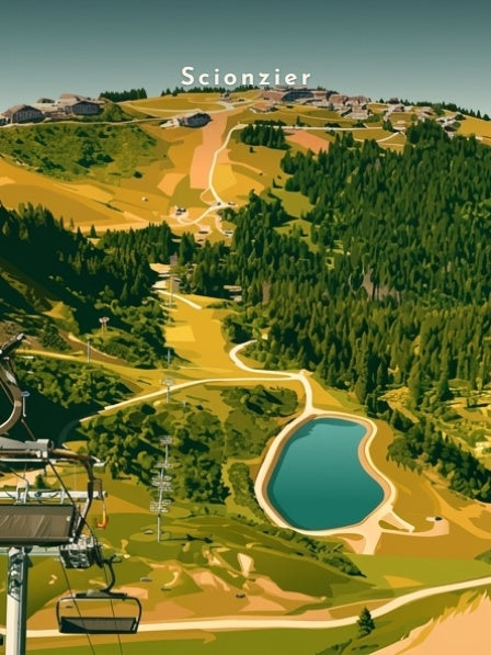 Télésiège et lac de retenue — Pôdevache, visuel seul