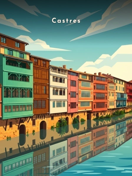 Alignement des maisons sur l'Agout — Pôdevache, visuel seul