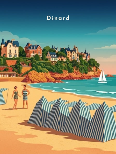 Tentes rayées sur la plage de l'Écluse — Pôdevache, visuel seul