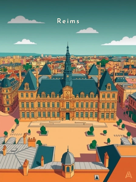 L'Hôtel de Ville en vue aérienne — Pôdevache, visuel seul