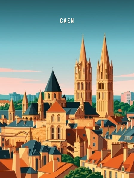 L'Abbaye aux Hommes vue des toits — Pôdevache, visuel seul