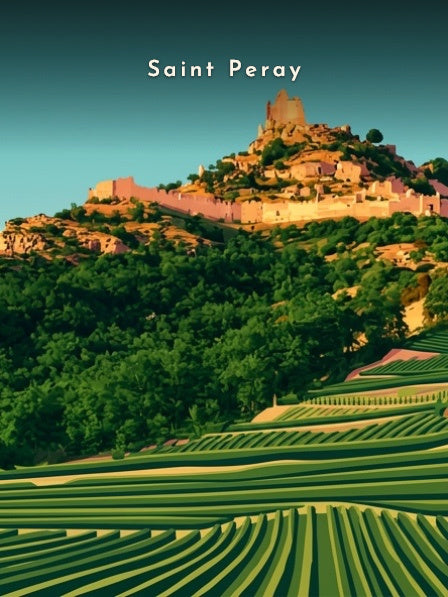Château de Crussol depuis les vignes — Pôdevache, visuel seul