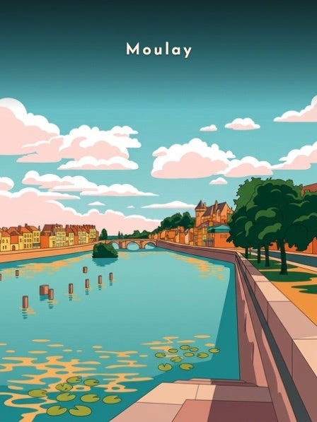 La Mayenne et le quai arboré — Pôdevache, visuel seul