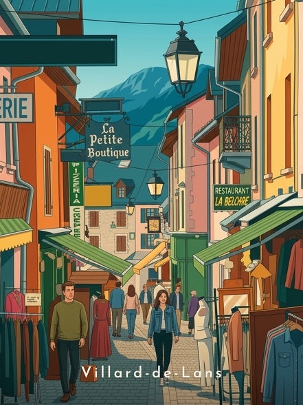 Rue commerçante aux enseignes — Pôdevache, visuel seul