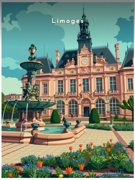 L'Hôtel de Ville et sa fontaine — Pôdevache, visuel seul