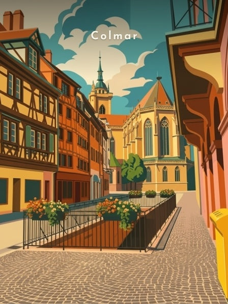 La collégiale depuis la rue pavée — Pôdevache, visuel seul