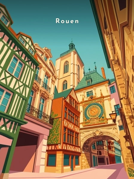 Le Gros-Horloge en contre-plongée — Pôdevache, visuel seul
