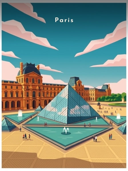La pyramide du Louvre et ses bassins — Pôdevache, visuel seul