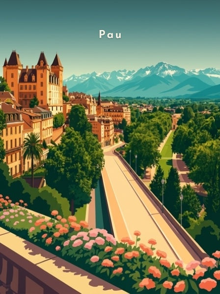 Le château et la chaîne des Pyrénées — Pôdevache, visuel seul
