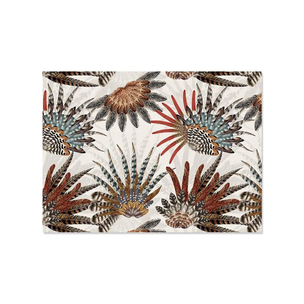 Vous serez vite charmé par son côté bohème idéal pour accueillir repas familiaux ou diners entre amis. Ce set de table haut en couleur avec des motifs de plumes au style indien vous fera voyager !