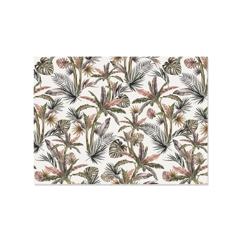 Ce motif avec des palmiers et feuilles dans des tons chaleureux et vintage donnera un air nature à votre décoration de table ! Vous serez vite charmé par ses couleurs élégantes qui ajouteront à votre table une touche chic et épurée.