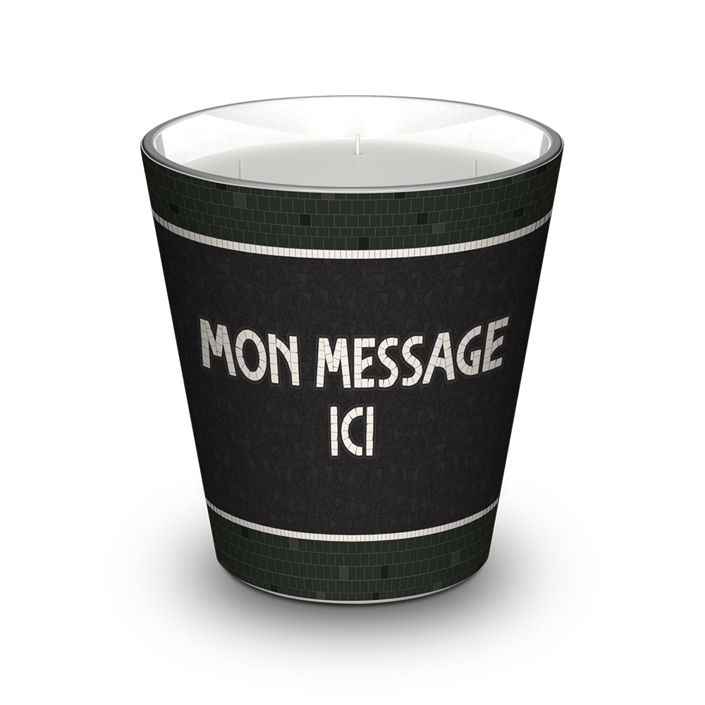 Personalized scented candle Metro Kaki - Sandalwood / Pepper / Rose