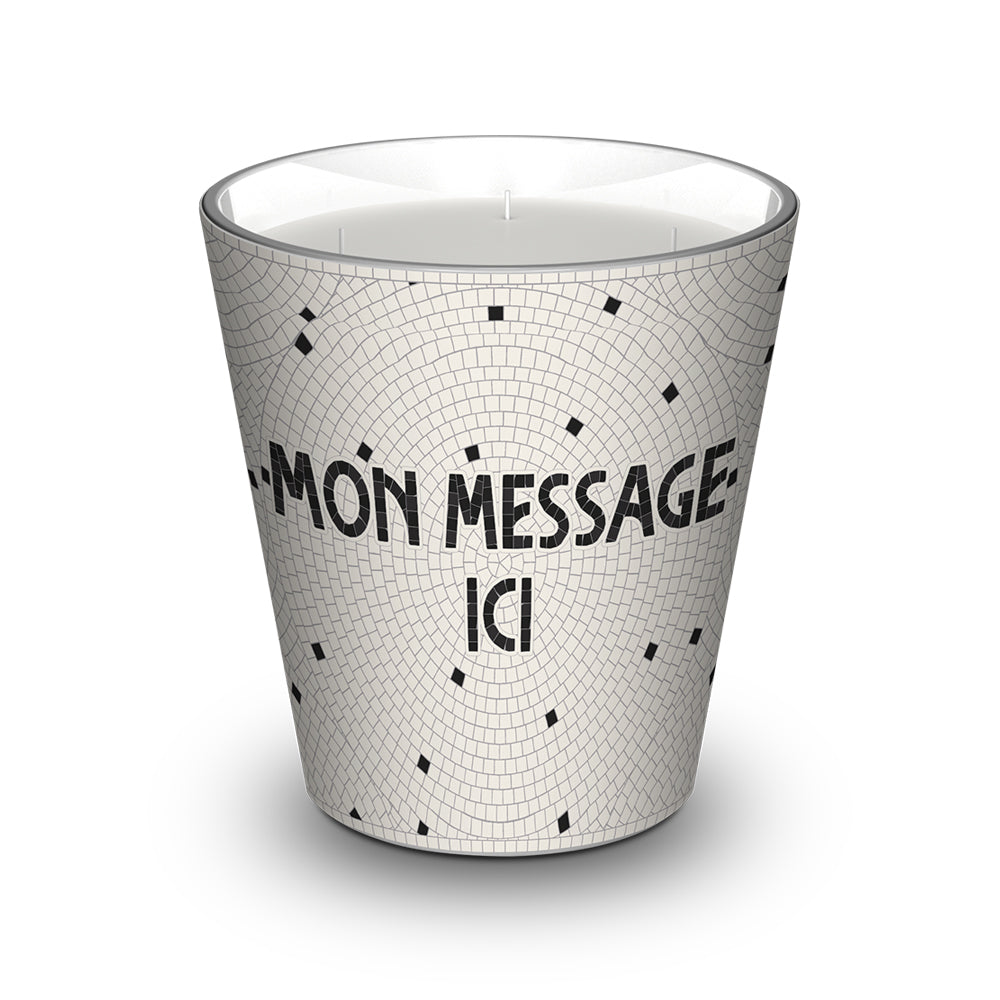 Personalized scented candle Halo Blanc - Bergamot / Tea / Jasmine