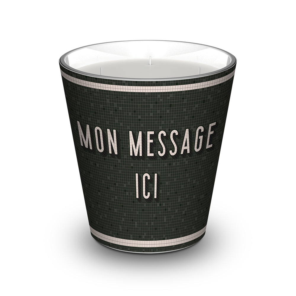 Personalized scented candle Retro Kaki - Almond / Lavender / Musk