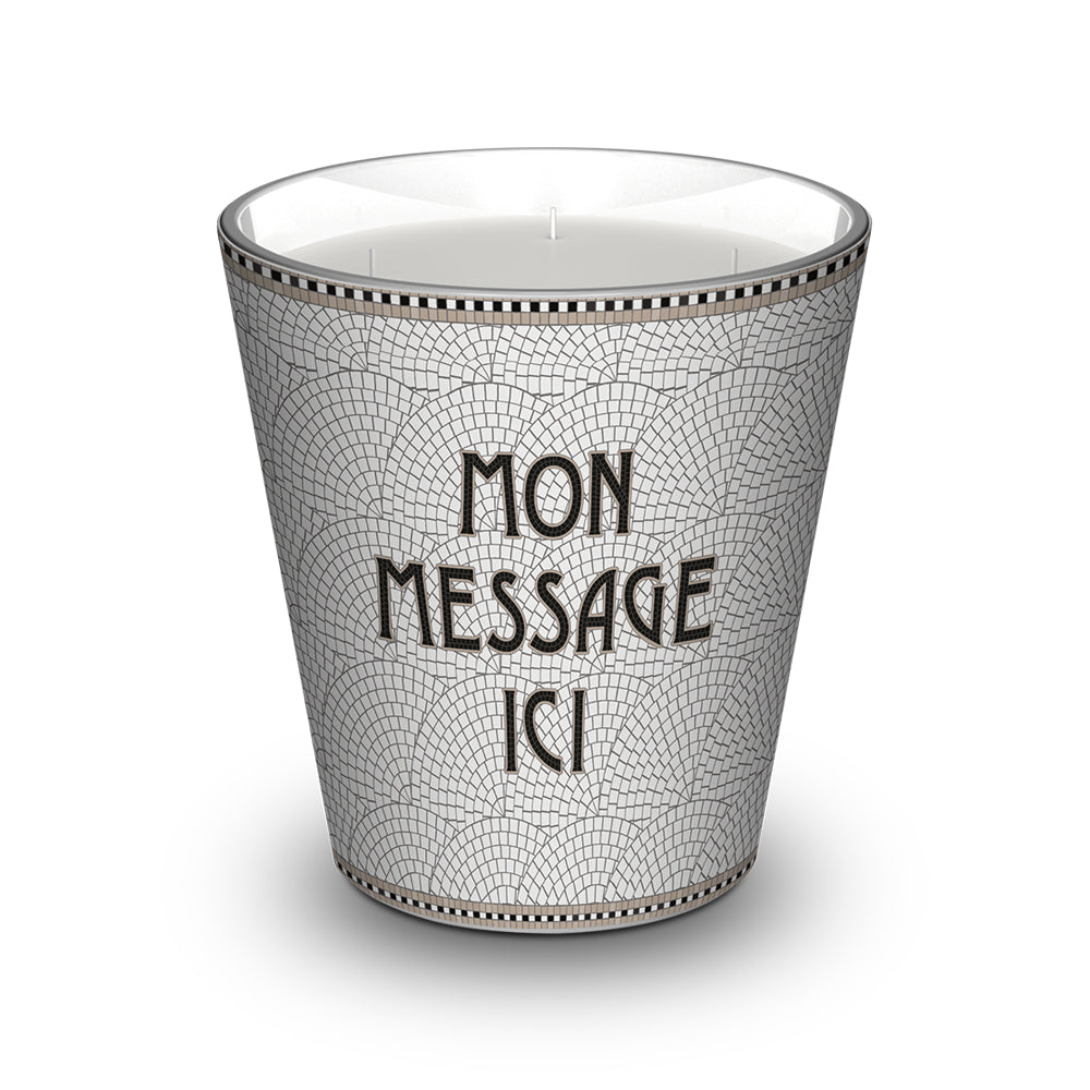 Personalized scented candle Mosaïc Gris - Vanilla / Tonka Bean / Patchouli