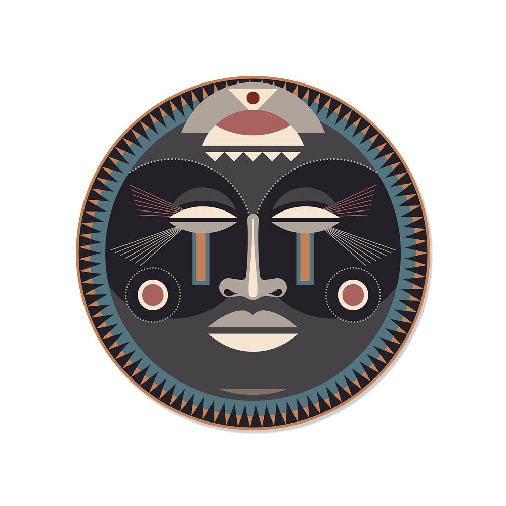 Craquez pour ce set de table de forme ronde avec son motif masque africain !