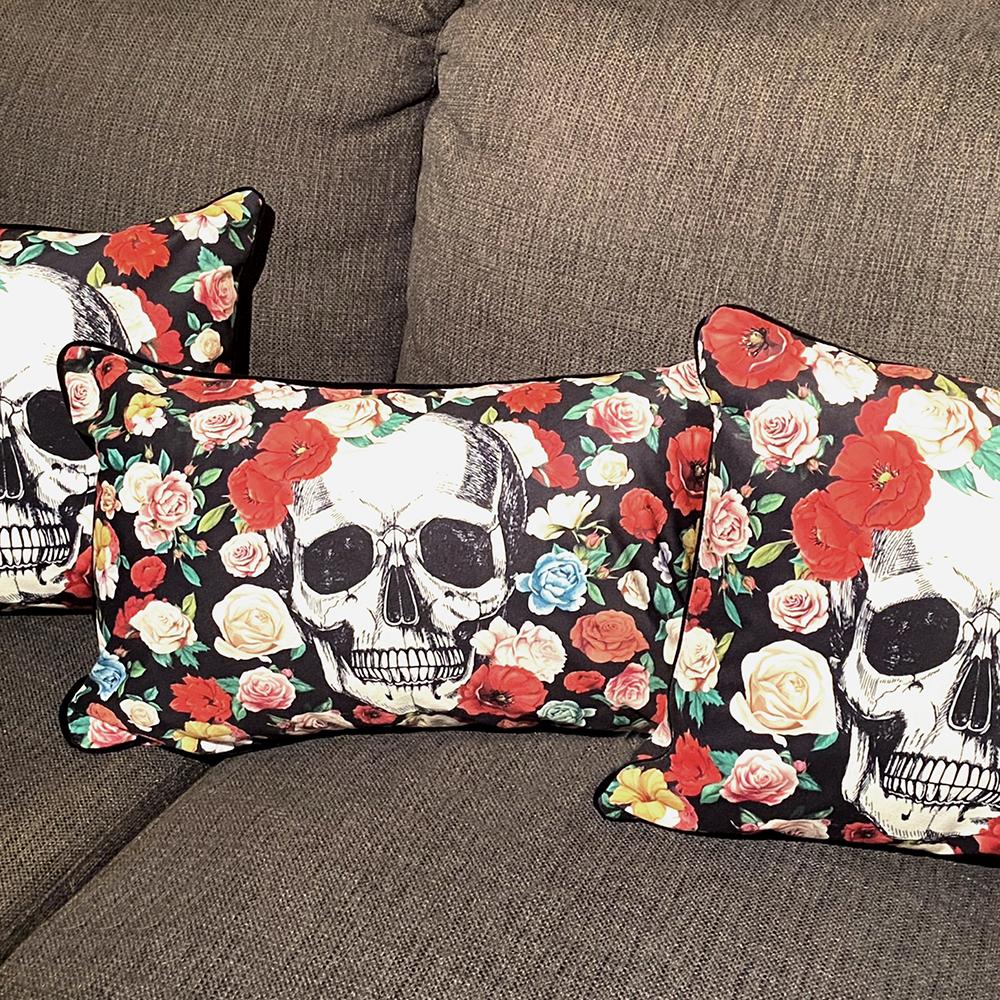 Flower Tattoo velvet cushion